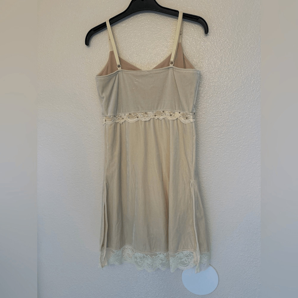 Weissman Balera dance costume ivory Velvet Slip Dress D10562 MA-Medium adult