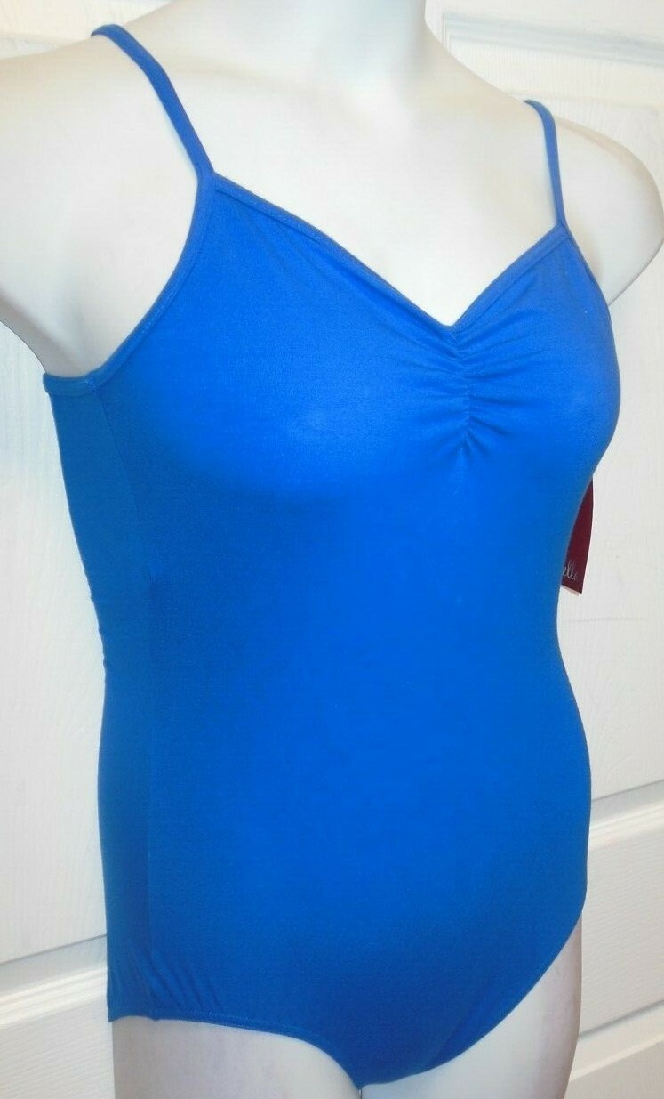 MIRELLA LADIES Camisole leotard M202L Royal Blue Shelf lined pinchfront cottonSp