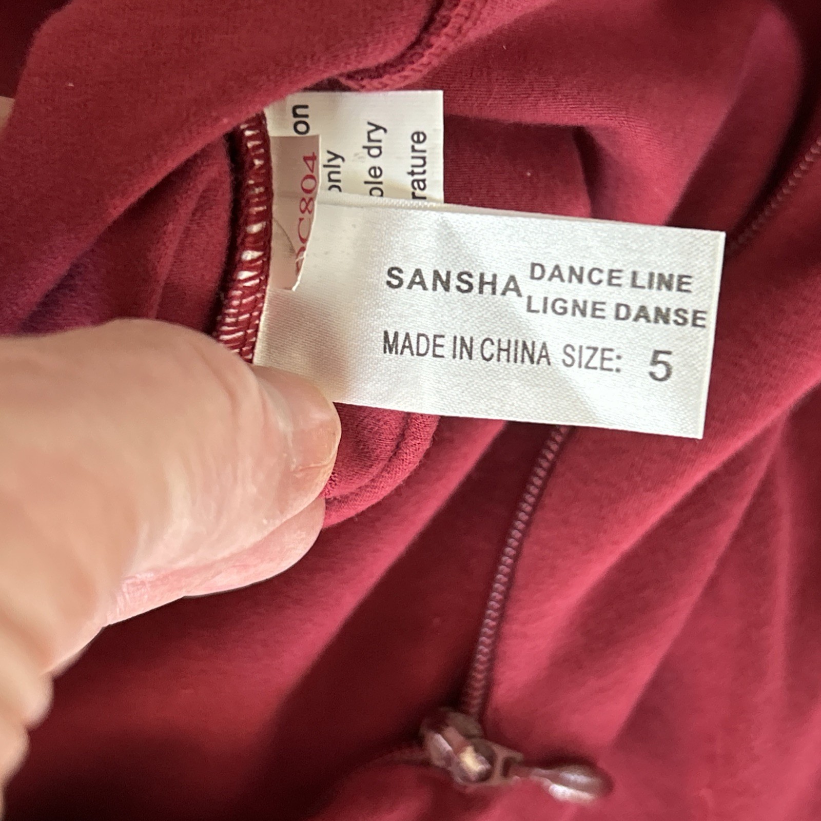 NWT Sansha Dance Stirrup Unitard Burgundy Cotton/Spandex Size 5 C810 Small Hole