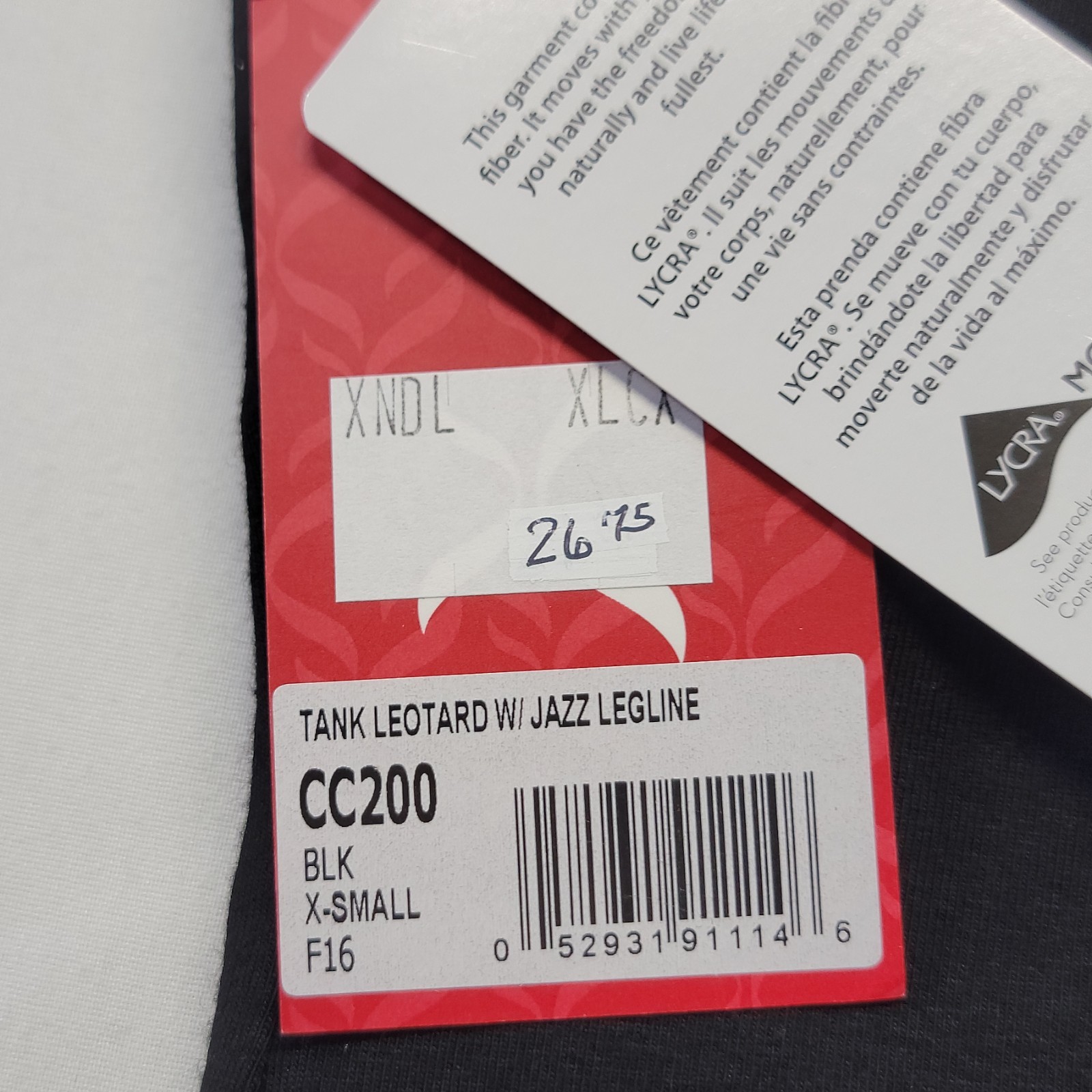 Capezio Tank Leotard Jazz Legline Black Scoop Front & Back Sassy Jazz Leg SZ XSA