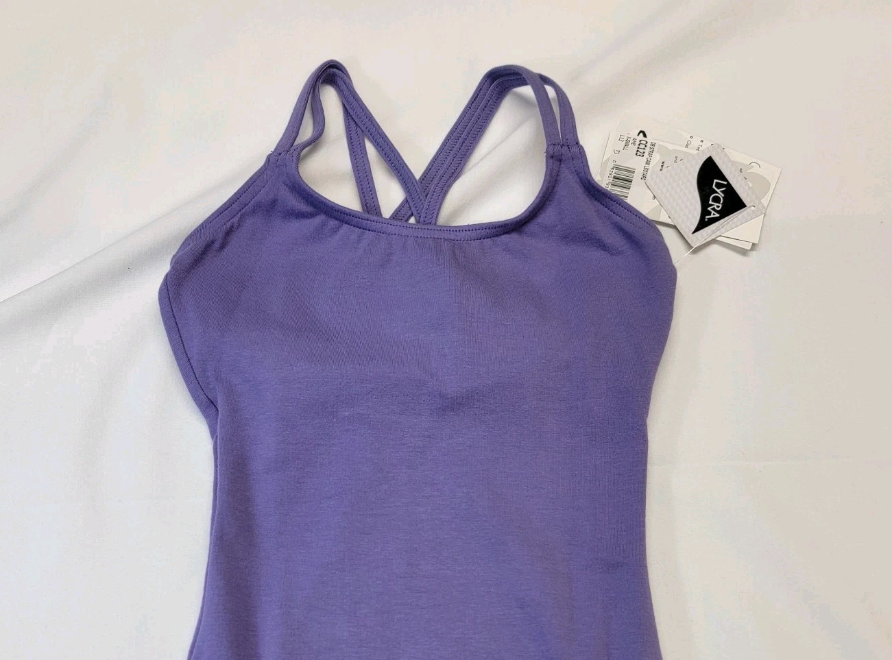 Capezio Double Strap Cami Leotard Purple Spaghetti Straps Criss-Cross Back SZ XS