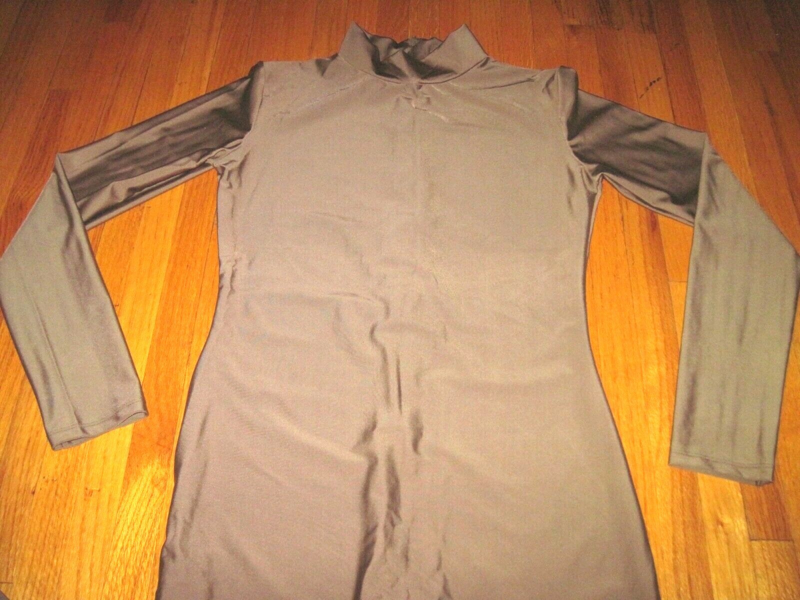 Plus Size Shiny Brown Long Sleeve T Neck Footed Unitard Jumpsuit 2XL-16-18 New