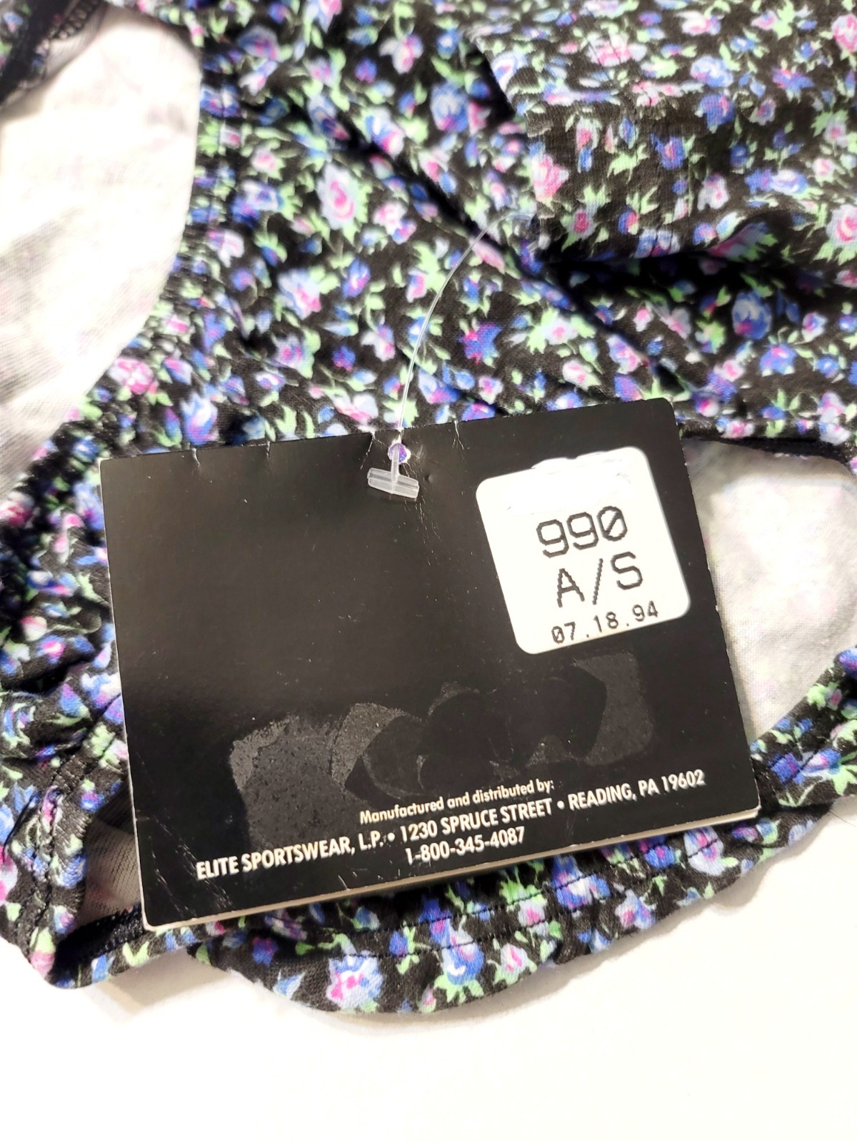 GK Elite VTG 90s Purple Floral Cotton LS Leotard Bodysuit Size AS Adult S Black