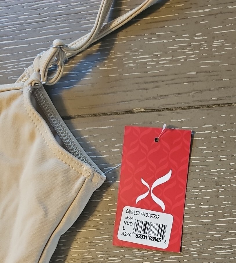 NWT Capezio LARGE Nude Leotard Bodysuit Adjust Strap TB1420
