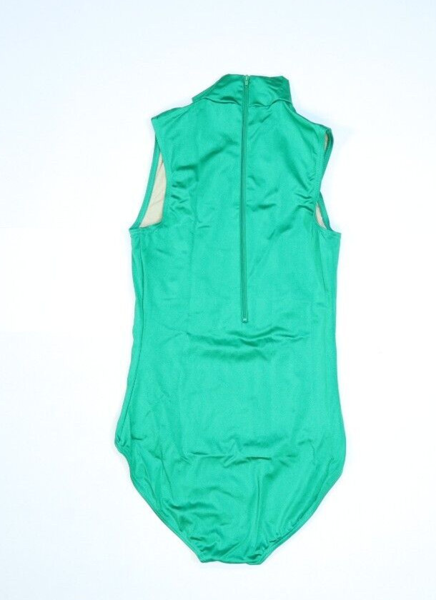 Weissman Lustre Mock Neck Leotard Kelly Green Dance Uniform Child MC 10/12