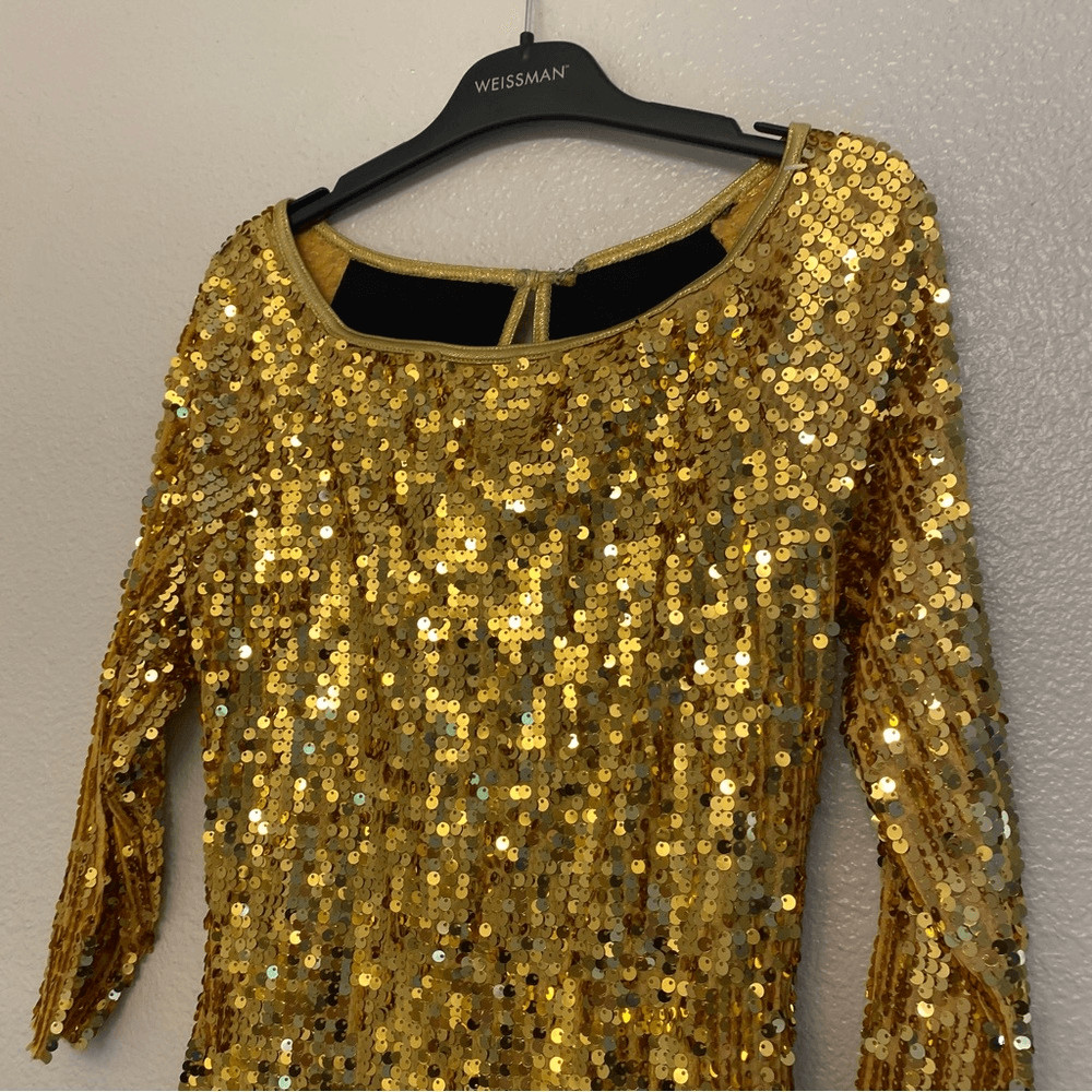 Weissman Dance costume gold Ultra Sparkle Shift Dress 8962 Last Dance MA adult