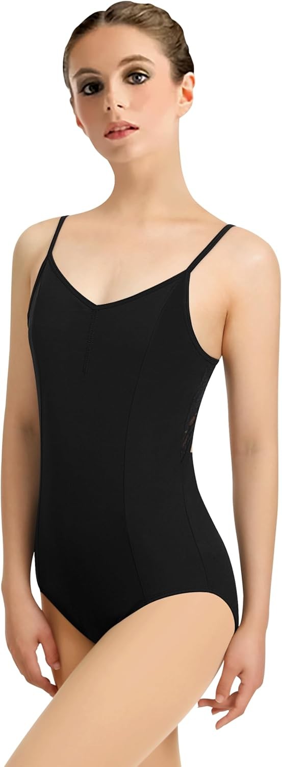 WYHDY Women Camisole Ballet Leotard for Dance Round Medium, Black(bow Back)