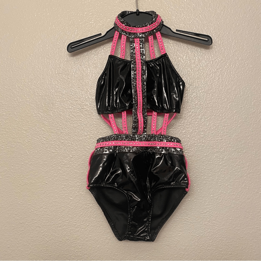 Glamour mature faux leather goth grunge studed Dance costume solo Dirty Diana SA