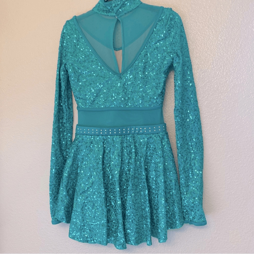 WEISSMAN Elite Dance Costume Kelly green sequin Crazy What Love Can Do 14913 SA