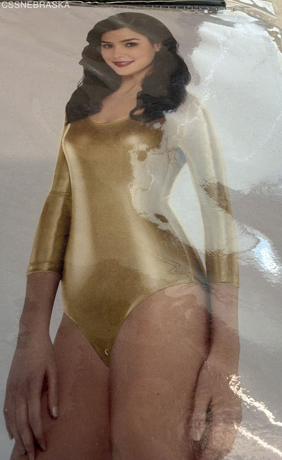 Amscan Women’s Gold Metallic Long Sleeve Bodysuit Costume Accessory Sz M/L