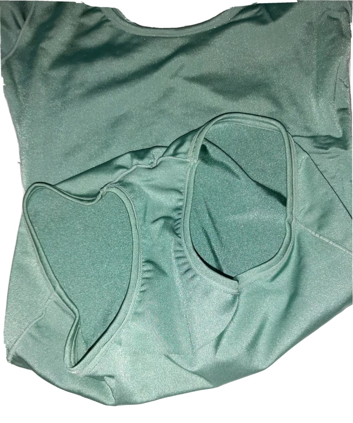 Vintage 80s Lady Nautilus Skin II Leotard Green Shiny Spandex Cap Sleeve Average