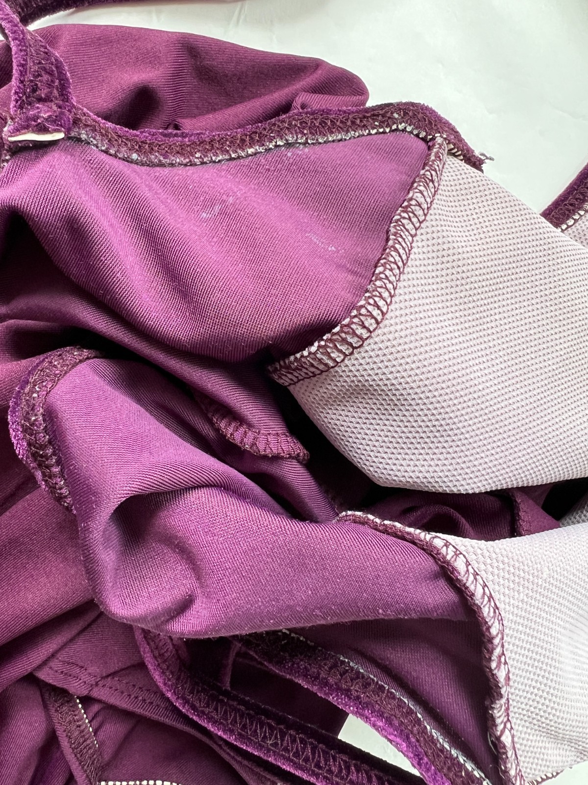 Ainsliewear plum purple leotard with velvet trim- size L