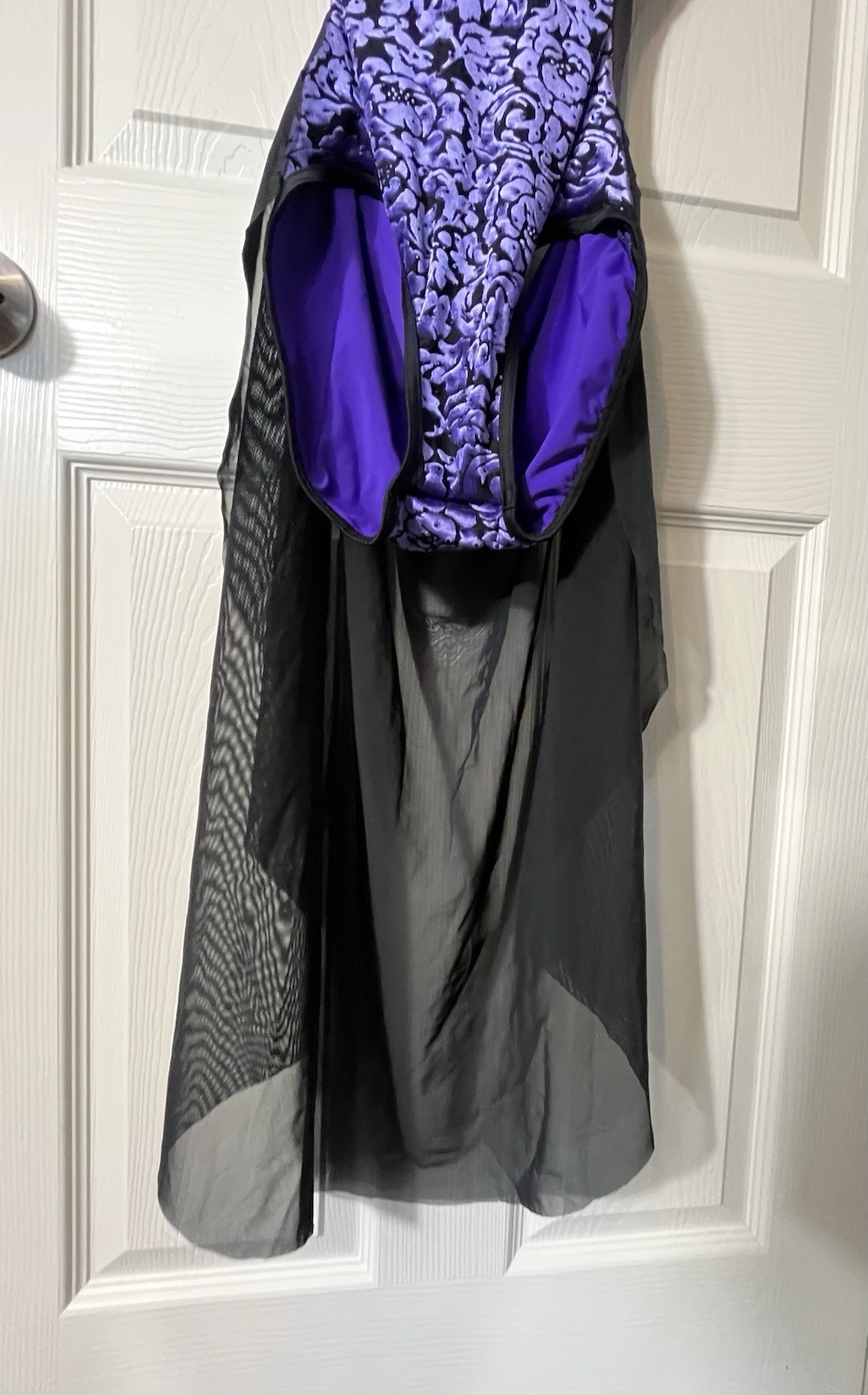 Weissman Purple Velvet High Neck Dance Leotard Sheer Skirt Adult Sm Rhinestones