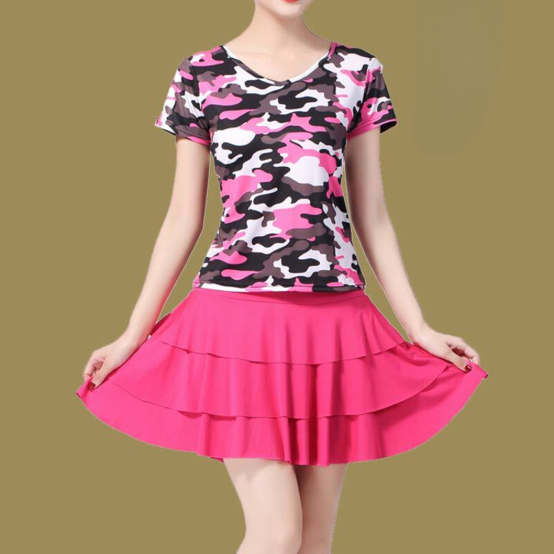 Lady Mini Dance Skirt Layered Tiered Dancewear Performance with Underpants skirt