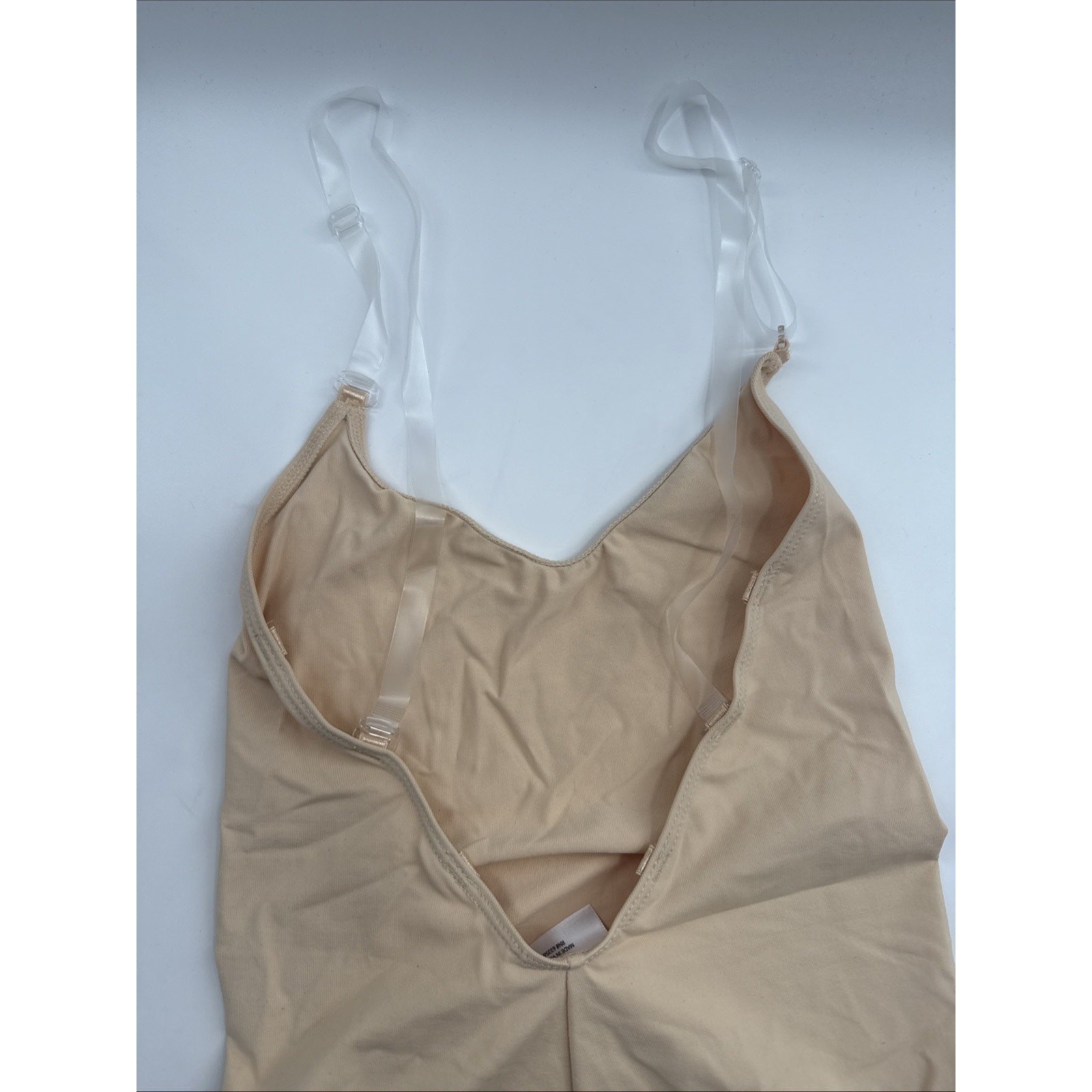 Capezio Womens Camisole Leotard With Clear Transition Straps Nude- Small *READ..