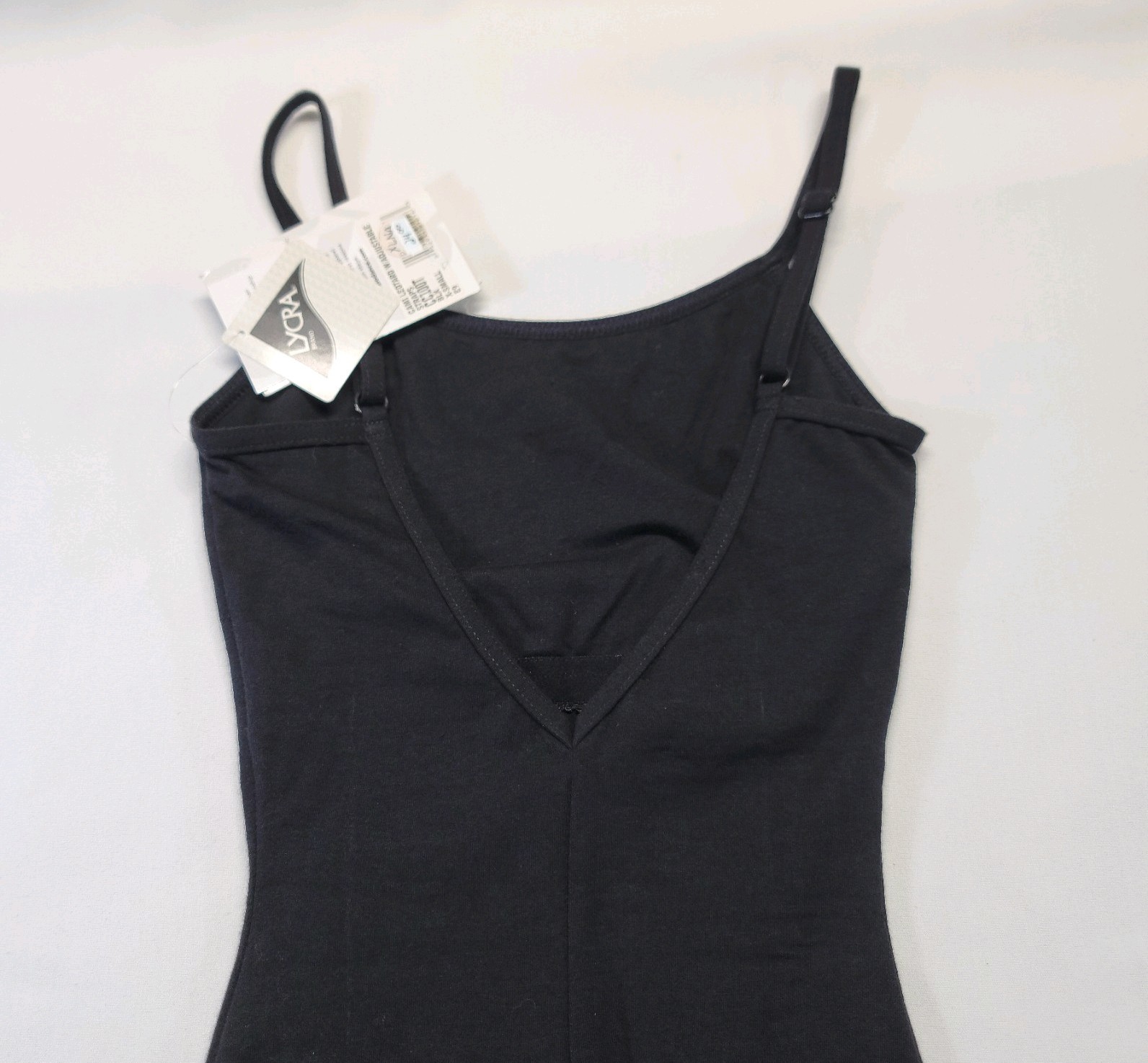 Capezio Cami Leotard with Adjustable Straps Black Scoop Front V-back SZ. XS-Tall