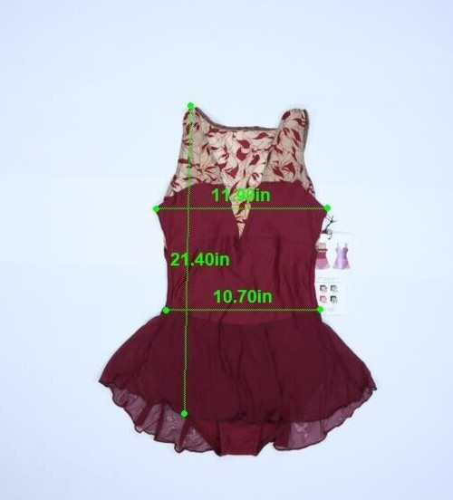 Wear Moi Soraia Ballet Dance Skirted Leotard Combo Burgundy Heart Neck Womens XS