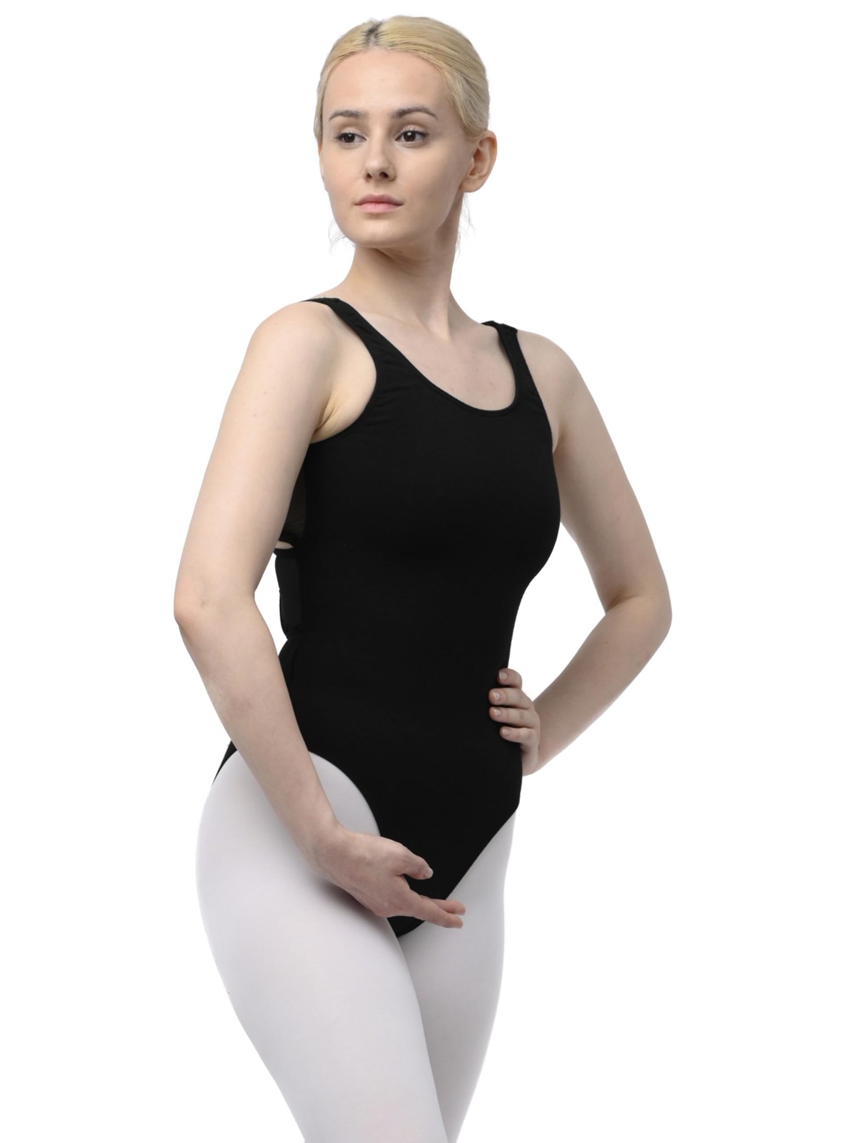 Womens Black Mesh Cutout Leotard 03D2406 For Dance Gymnastics Ballet Fitness