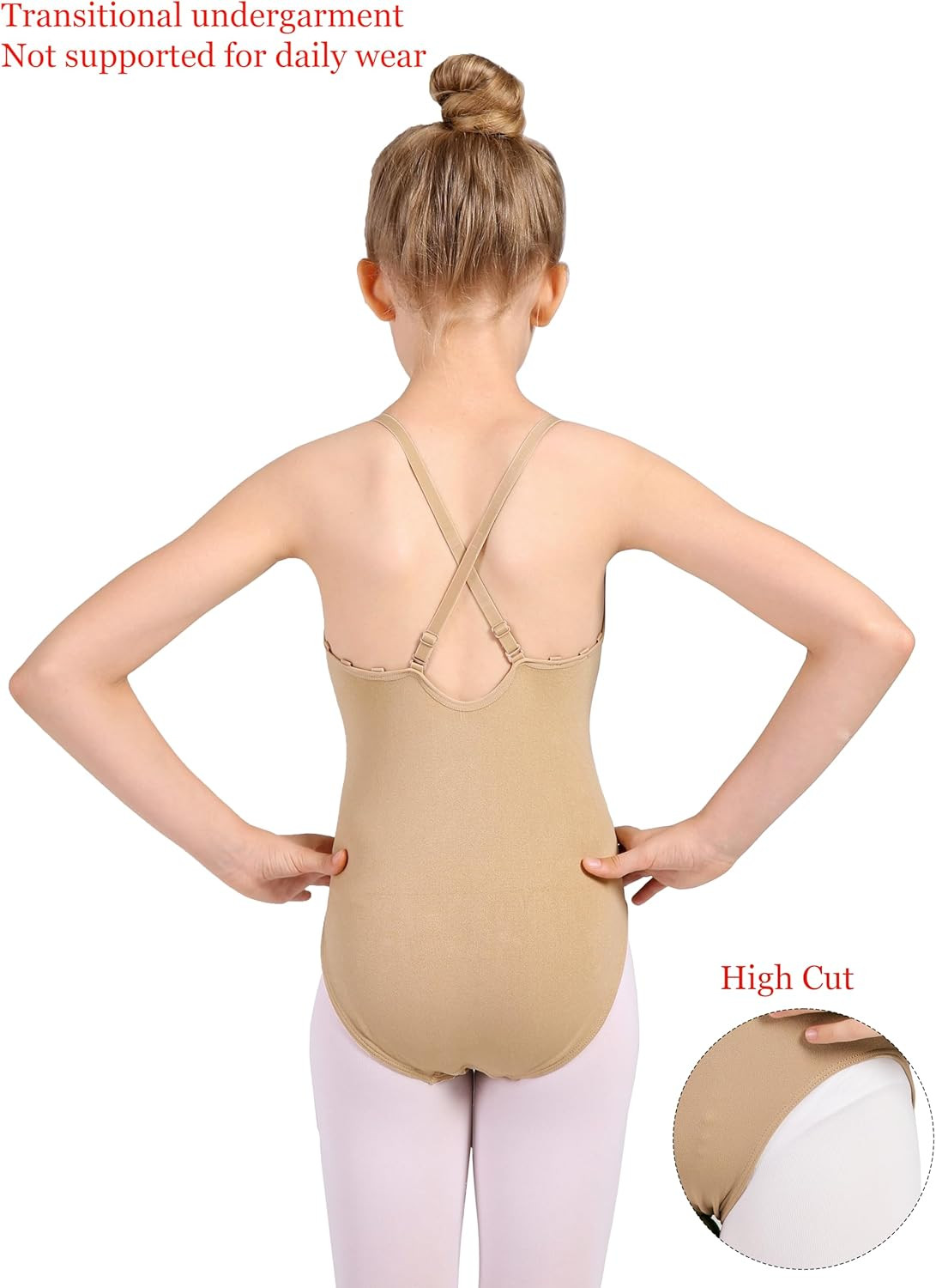 DANSHOW Women and Girls Nude Seamless Camisole Undergarment Leotard with Transit