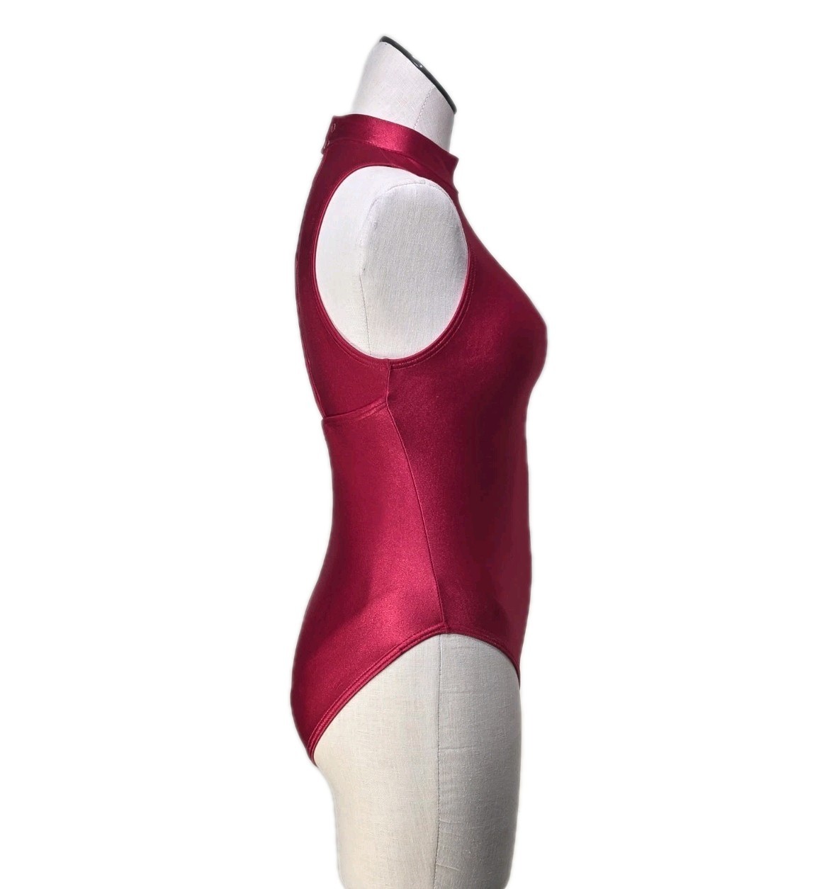 Body Wrappers VTG Open Back High Neck Keyhole Vented Leotard Red Size AS