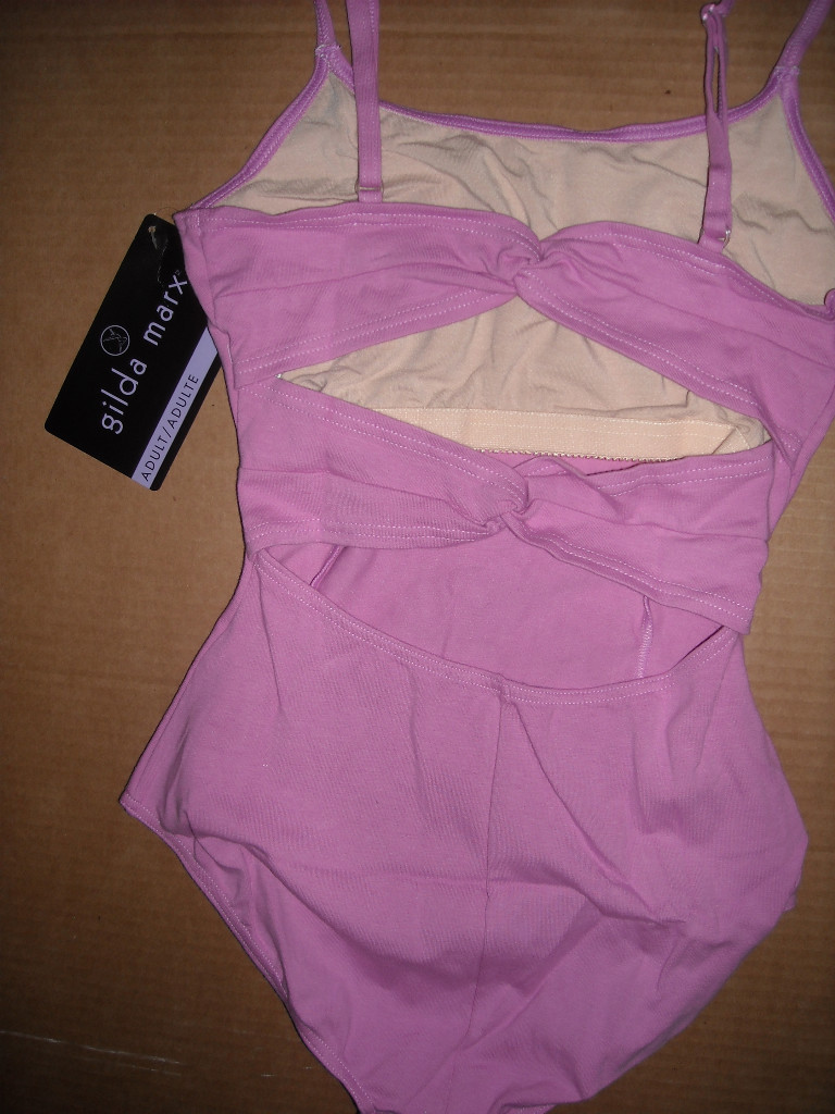 LADIES Double TWISTED BACK LEOTARD CYCLAMEN PINK CAMISOLE Gilda Marx
