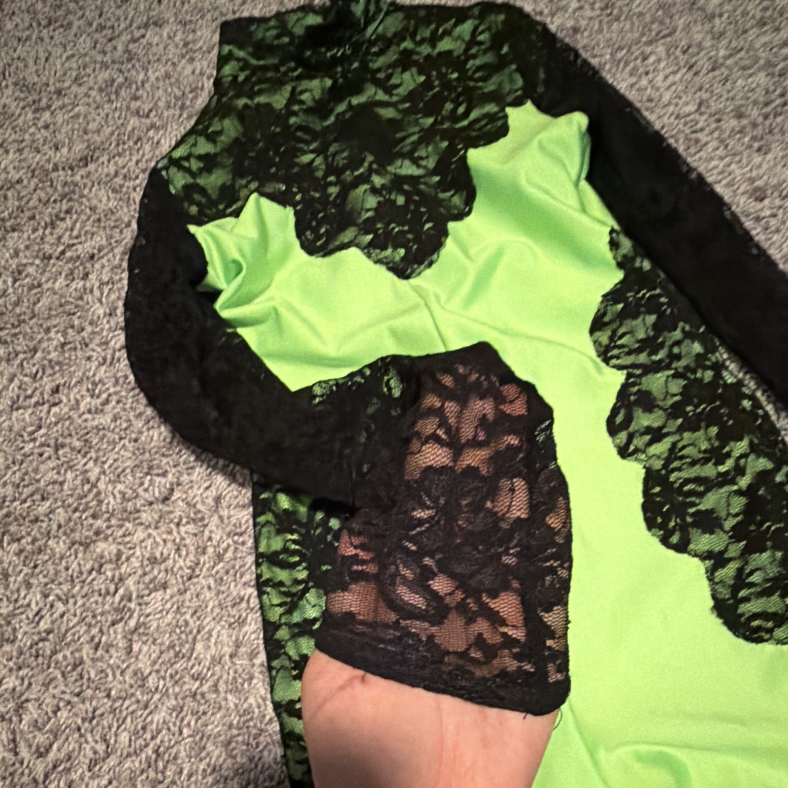 A Wish Come True 25252 Green Floral Lace Long Sleeve Dance Unitard Leotard