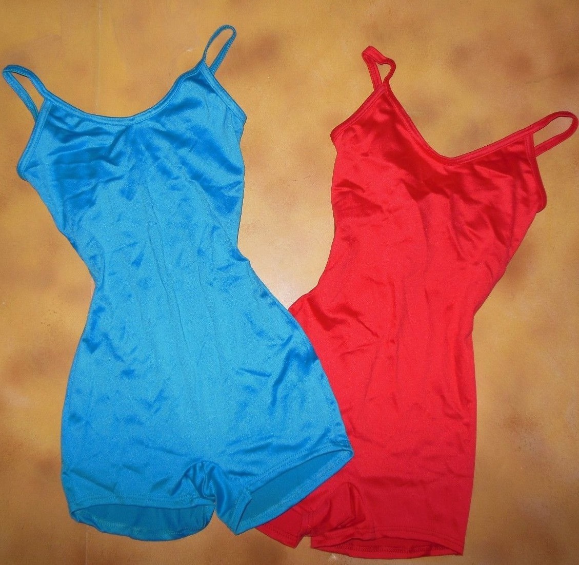 NWOT Dance v back Camisole shorty biketard Red or Turquoise Blue spandex