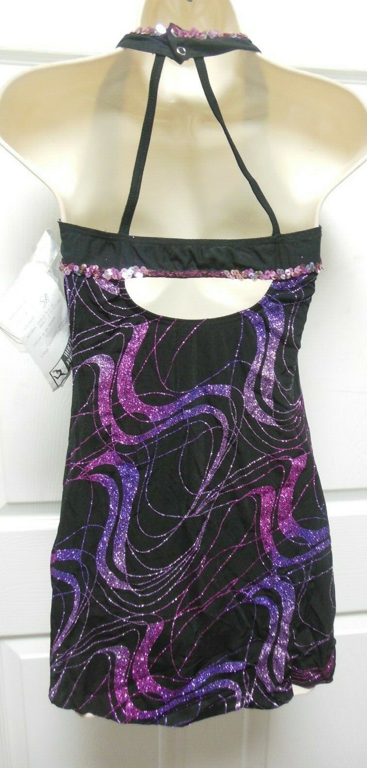Dance Costume Lyrical glittered slinky keyhole sequin trimmed full leotard under