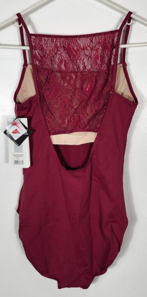 Danskin NYCB Women’s Medium (8-10) Merlot Lace Back Keyhole Leotard NWT