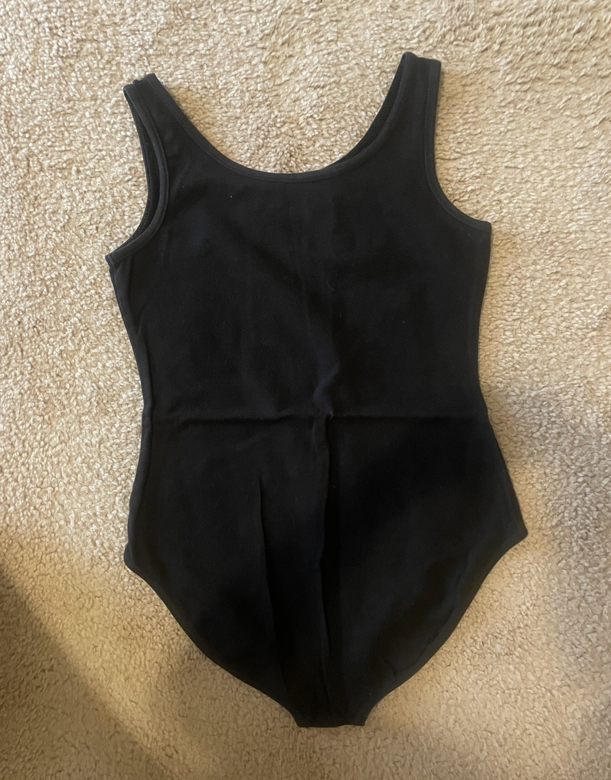 Womens Dance Leotard Tank Sleeveless Black Solid Knit Fabric Scoop Neck