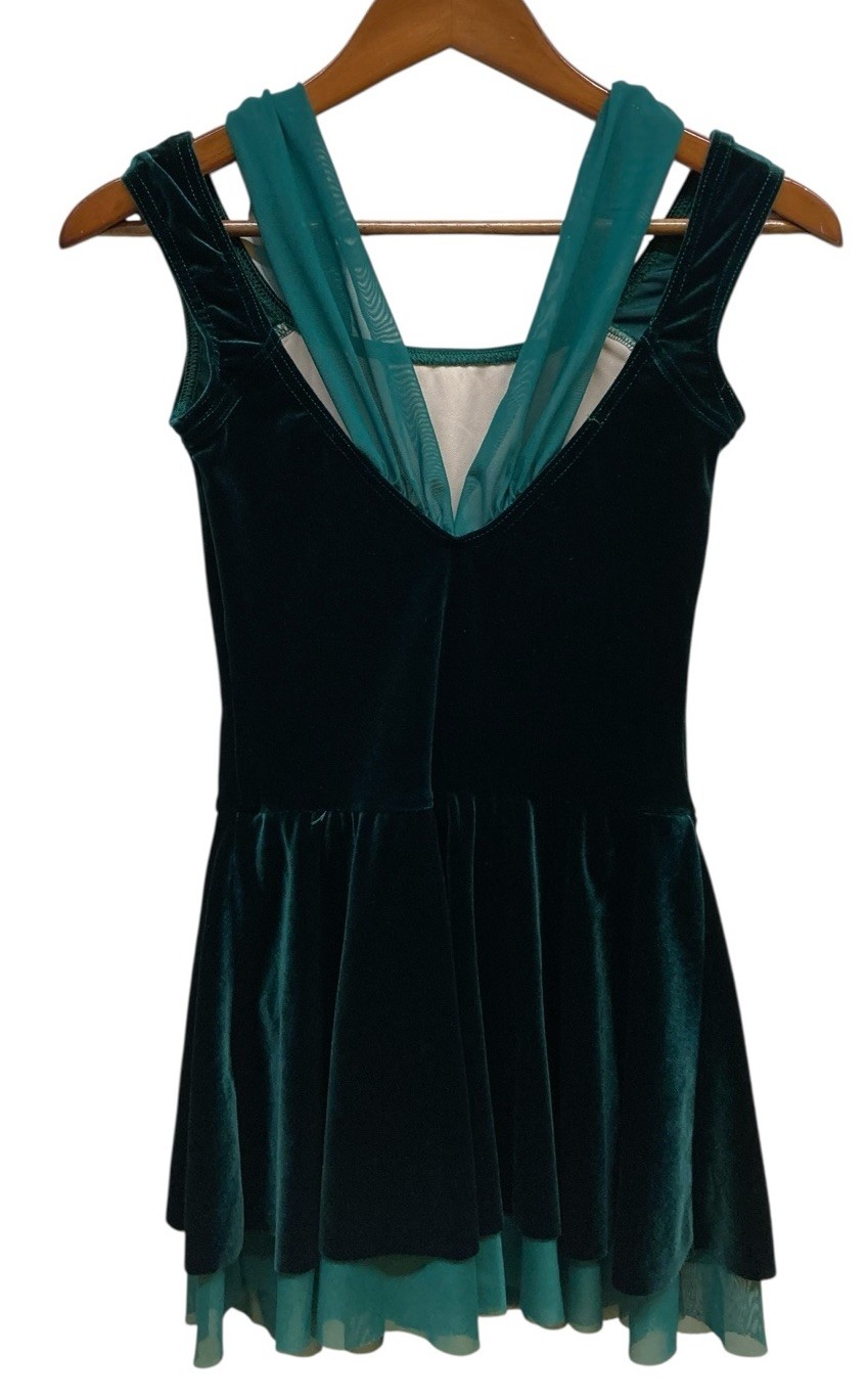 Weissman Dress Women’s SA Green Sleeveless Flutter Layered Velvet Lined Layered