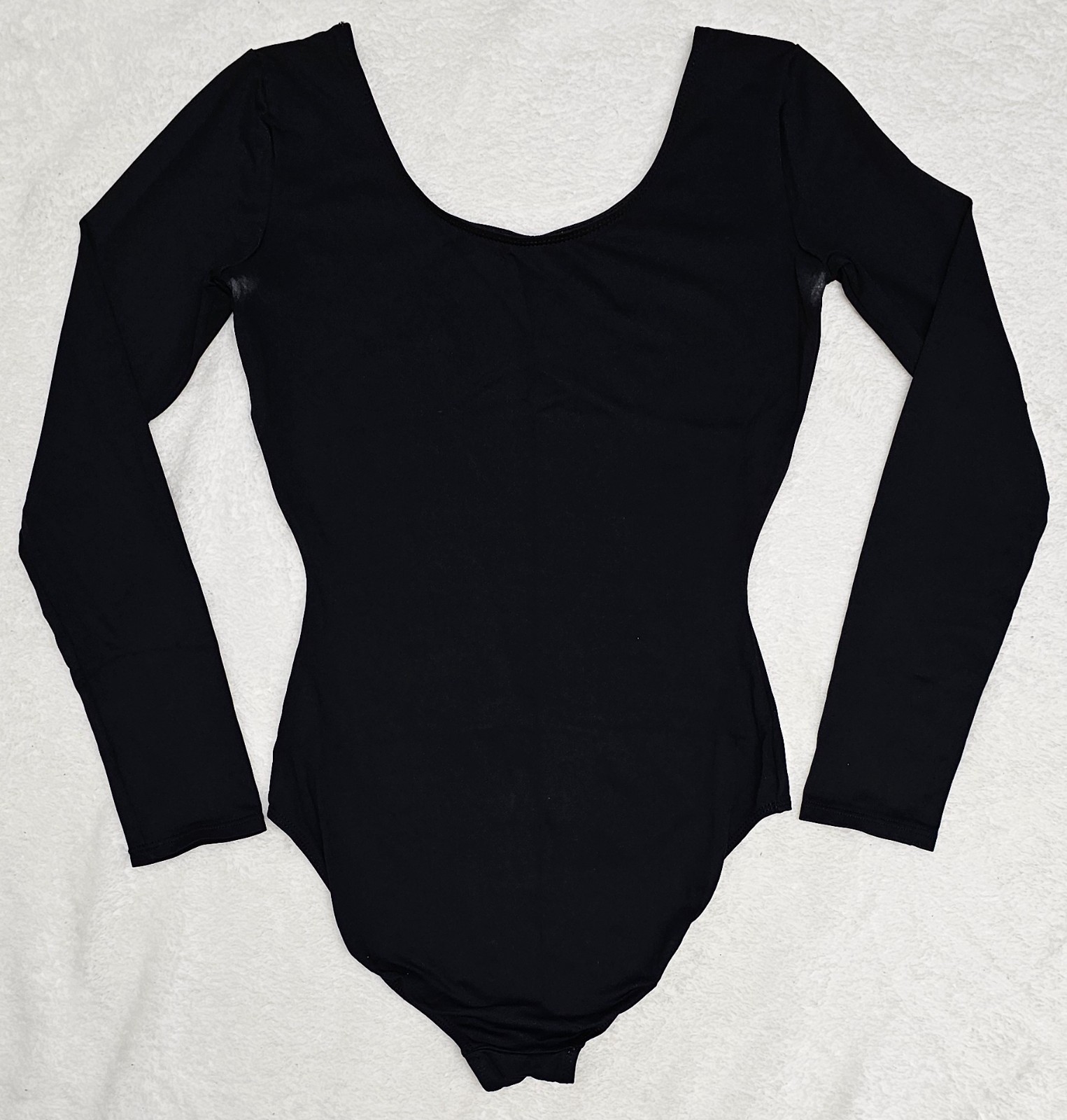 Danskin Women’s Black Long Sleeve Scoop Neck Dance Leotard Bodysuit – Size M