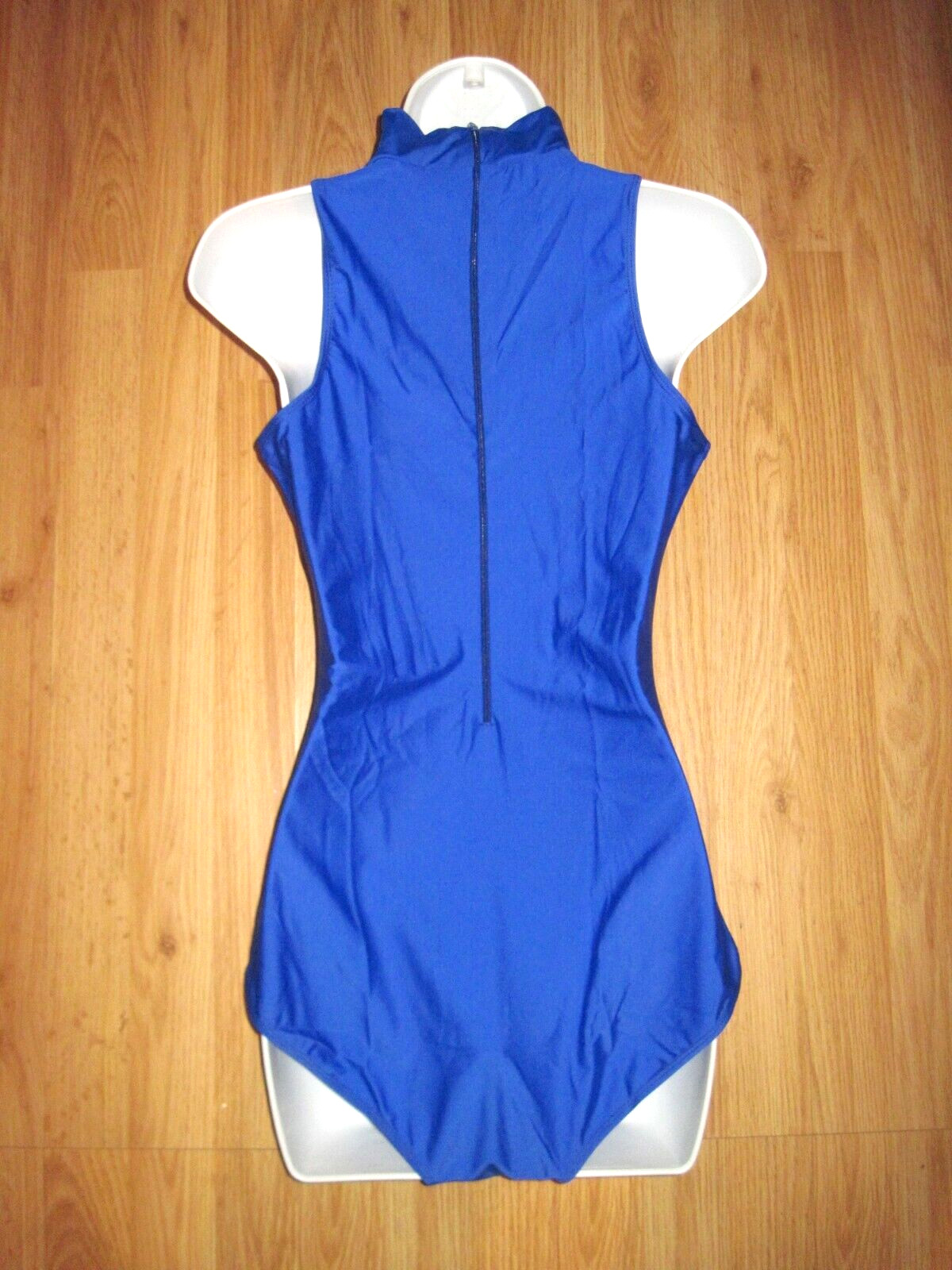Plus Size Shiny Royal Blue Spandex Sleeveless T-Neck Leotard Size 3XL 18-20 New