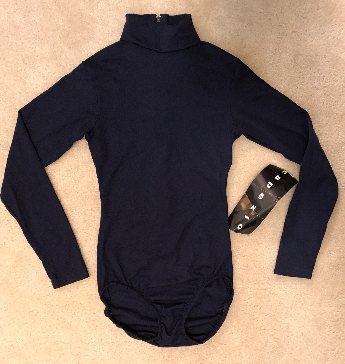 NWT! (Lot Of 2) Women’s Capezio Navy Blue/White Zip Up High Neck Leotards Sz S