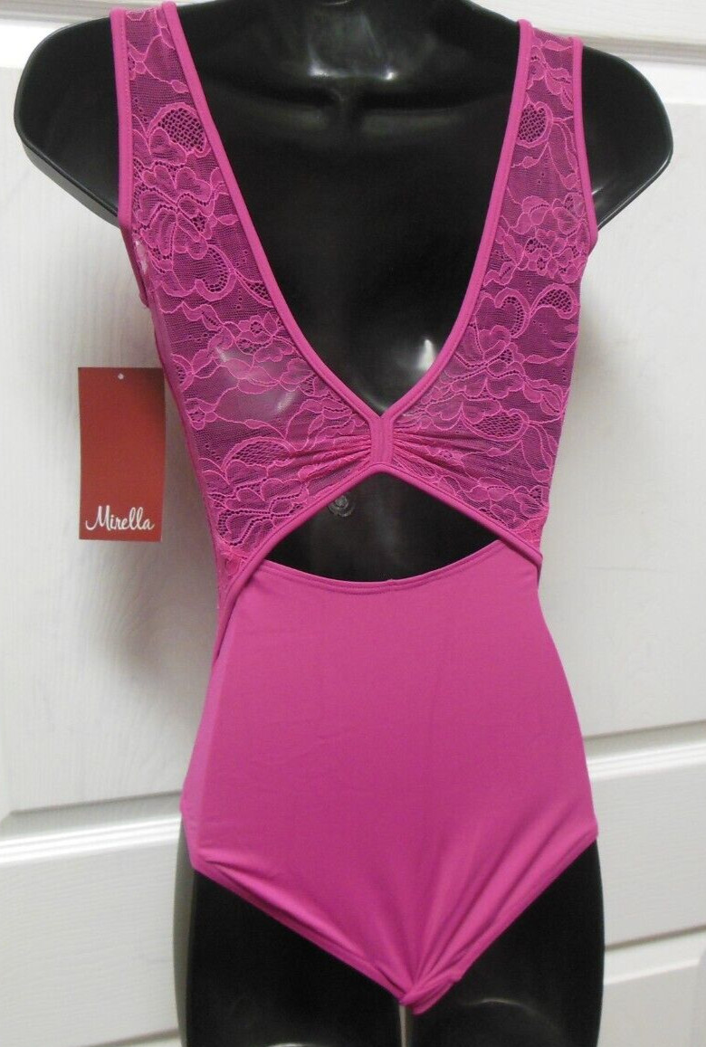 Dance Mirella lace overlap tank Petite adult M3083Lm Open Back