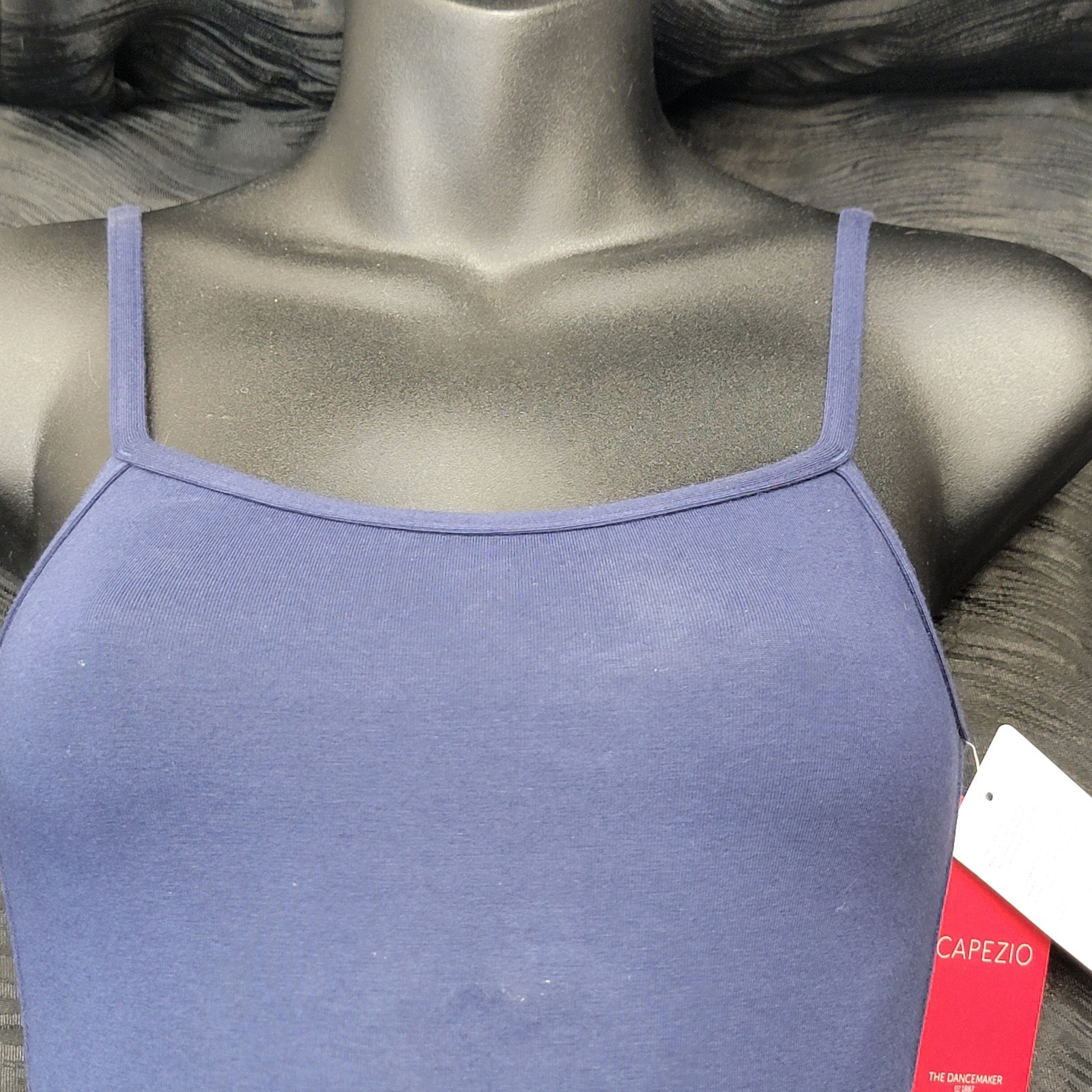 Capezio Navy Camisole Leotard Adjustable Spaghetti Straps V-back Leotard SZ XSA