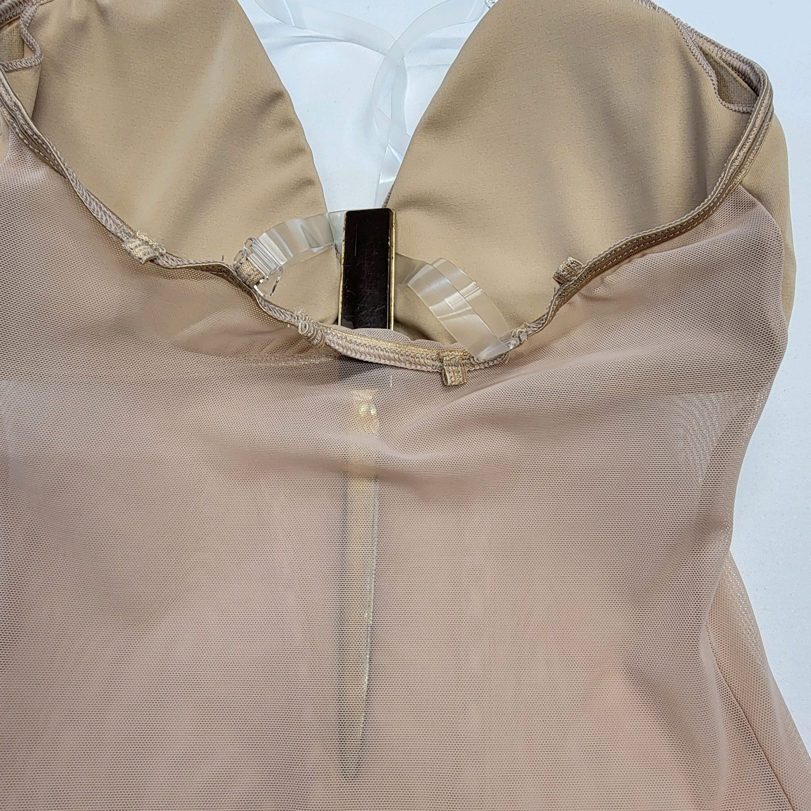 Body Wrappers Camisole Convertible Biketard Beige PowerMesh Midsection SZ MA