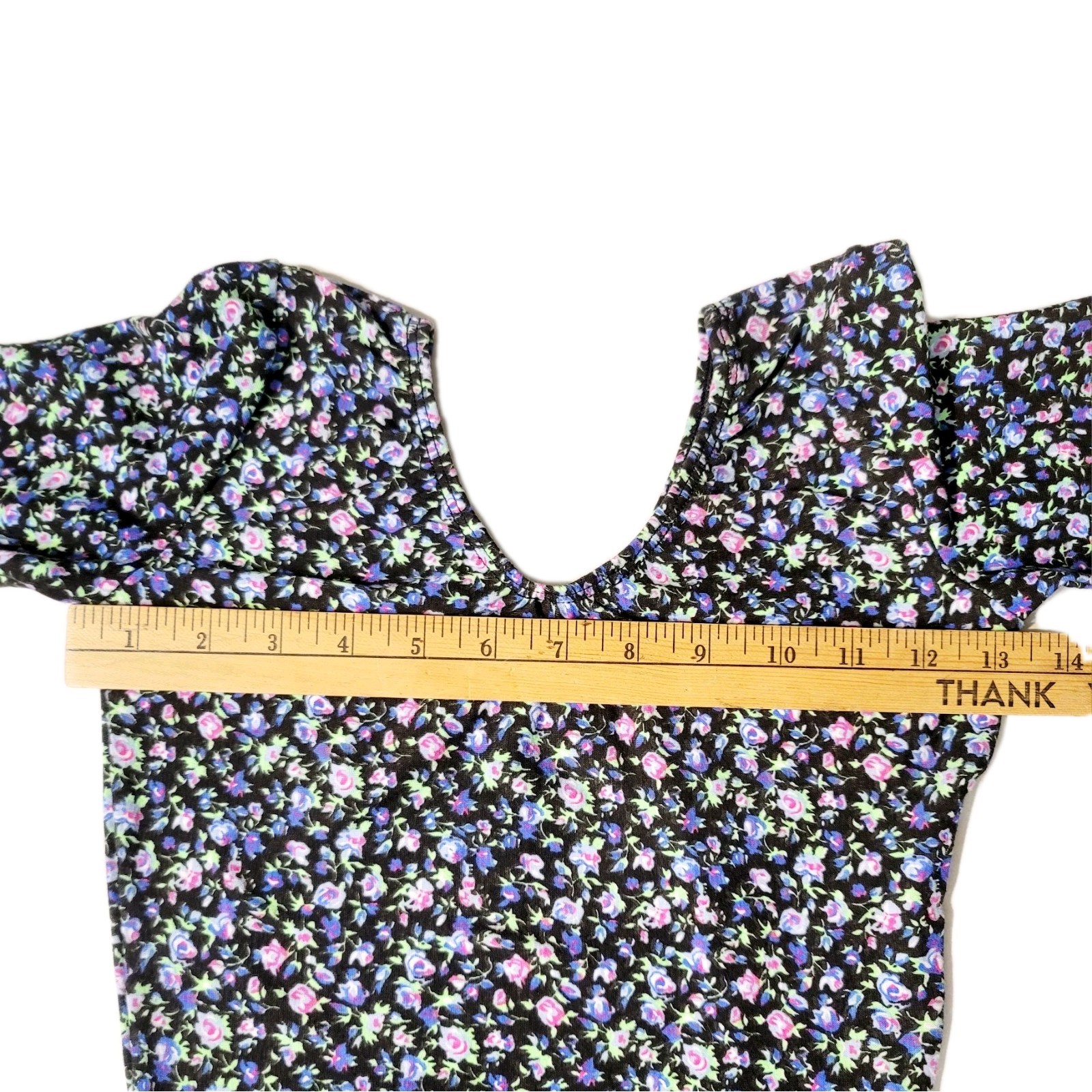 GK Elite VTG 90s Purple Floral Cotton LS Leotard Bodysuit Size AS Adult S Black
