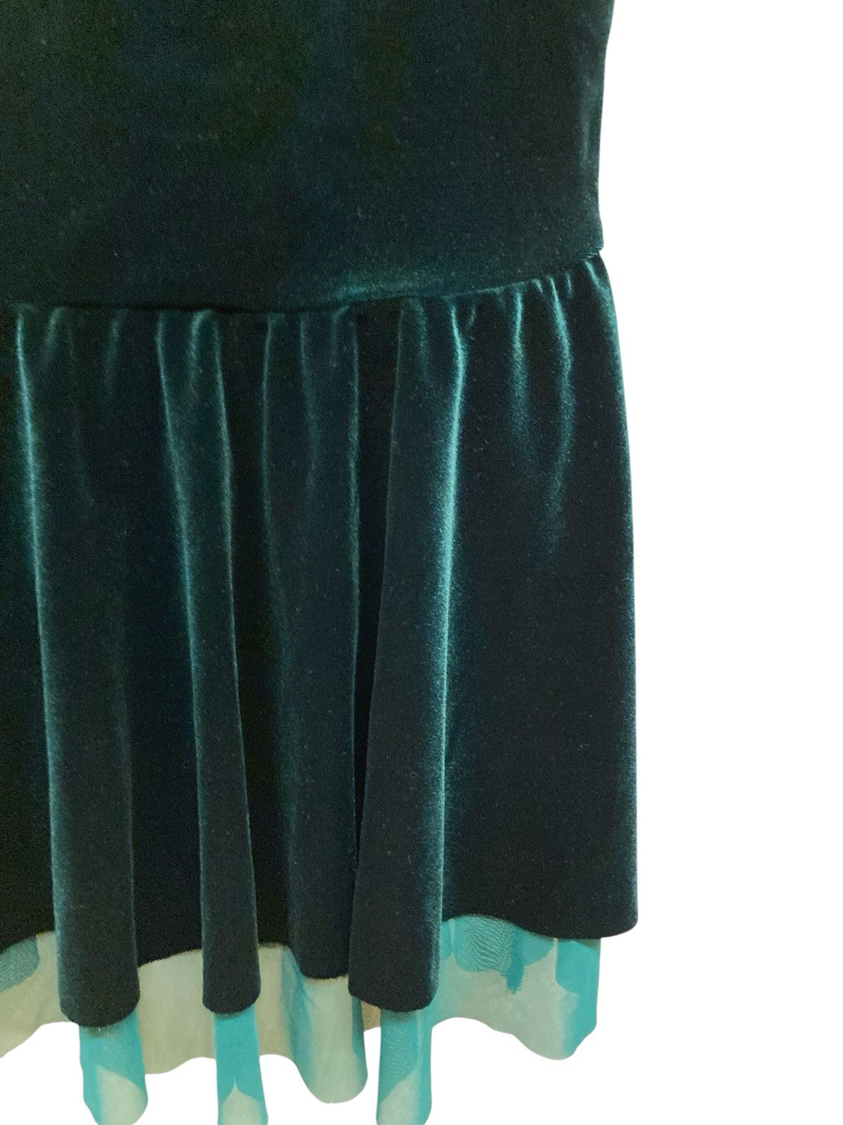 Weissman Dress Women’s SA Green Sleeveless Flutter Layered Velvet Lined Layered