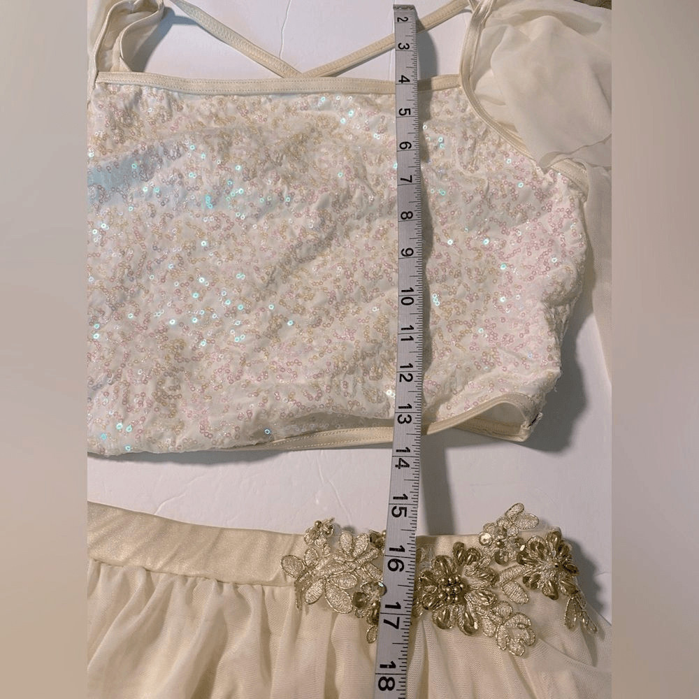 Weissman dance costume 2 piece white ivory lyrical Unicorn 15116 MA adult