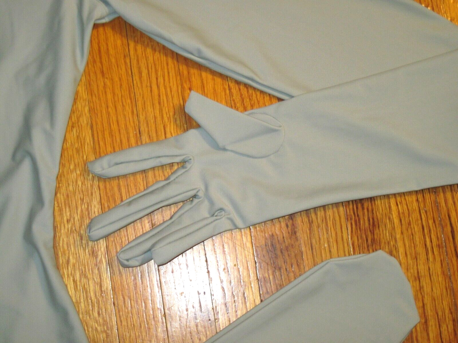 Plus Size Shiny Gray Long Sleeve T Neck Footed Unitard W/Hands Sz 2XL-16-18 New