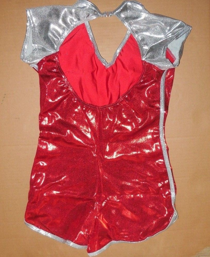 Cap Sleeve Sport Style Shorty Unitard Foil Spandex Sequin Bodice Gym Leg Ad/Ch