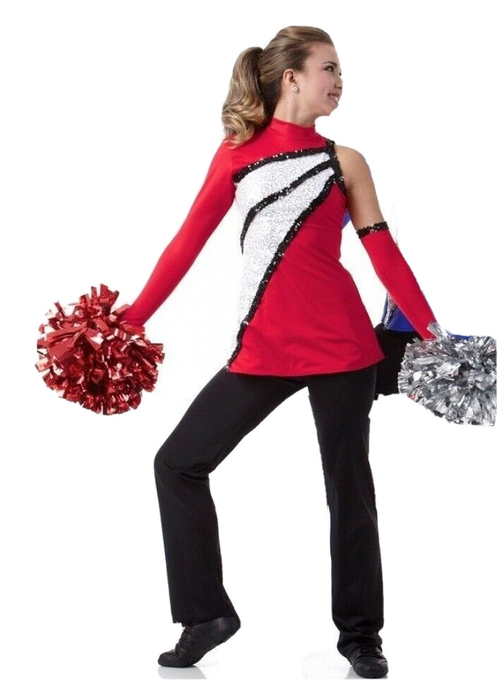 Reaction RED Adult XL Dance Costume Top & Pants Team Spirit Cheer w/Mitt New