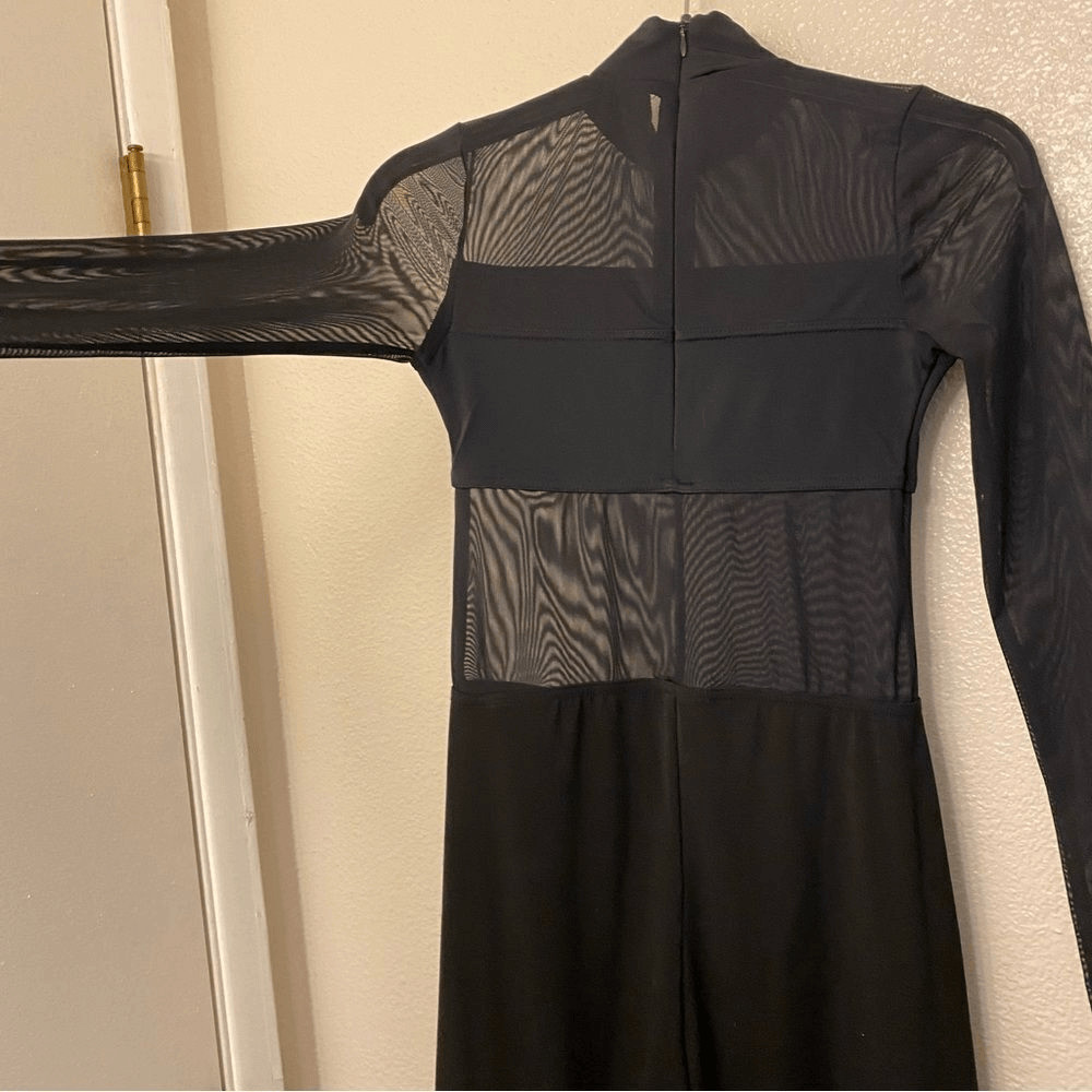 WEISSMAN Balera Dance Costume black wide leg Unitard Mesh MJ11187 LA adult