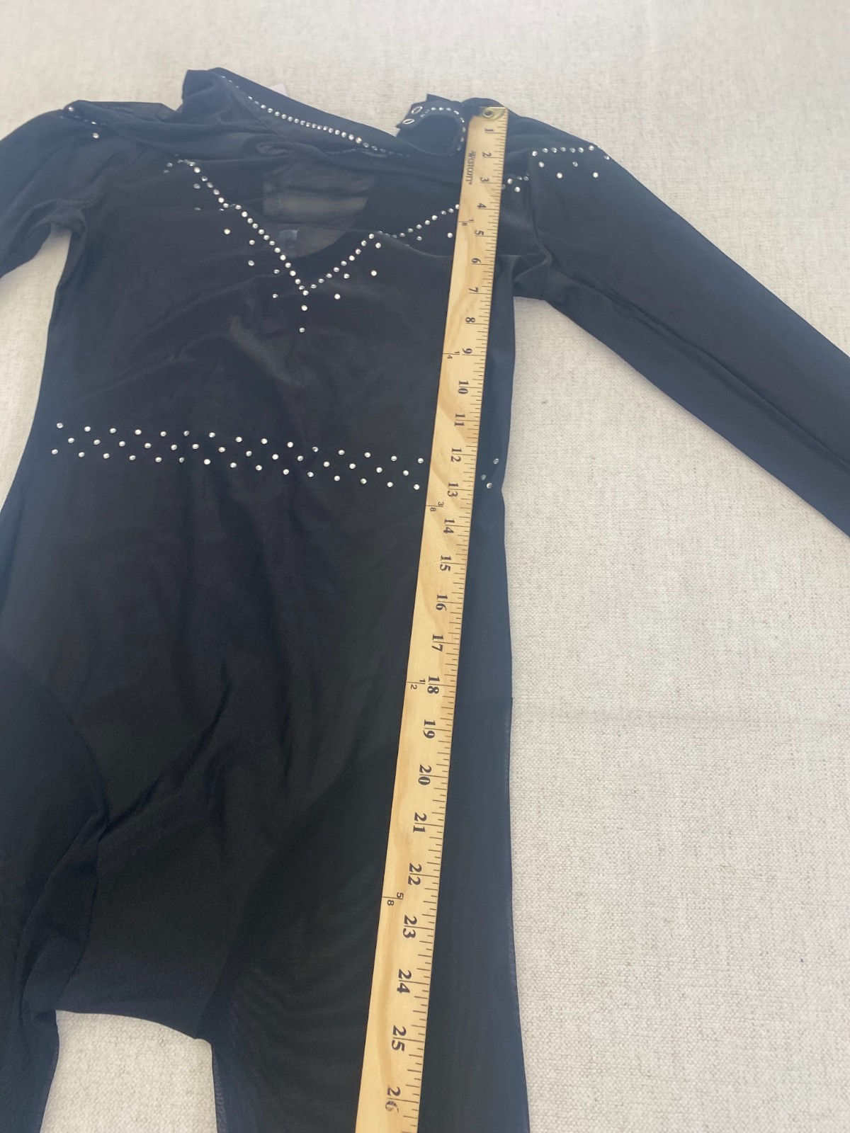iEFiEL Leotard Catsuit Womens Size M Black Rhinestone Long Sleeve High Neck NWT