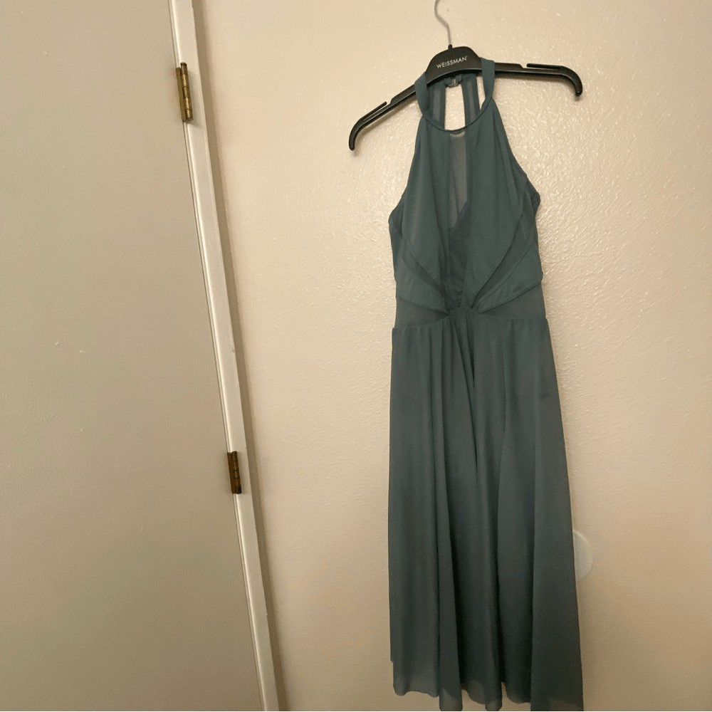 Balera Weissman Dance Costume High Neck Halter Dress Maxi sage green D11656 SA