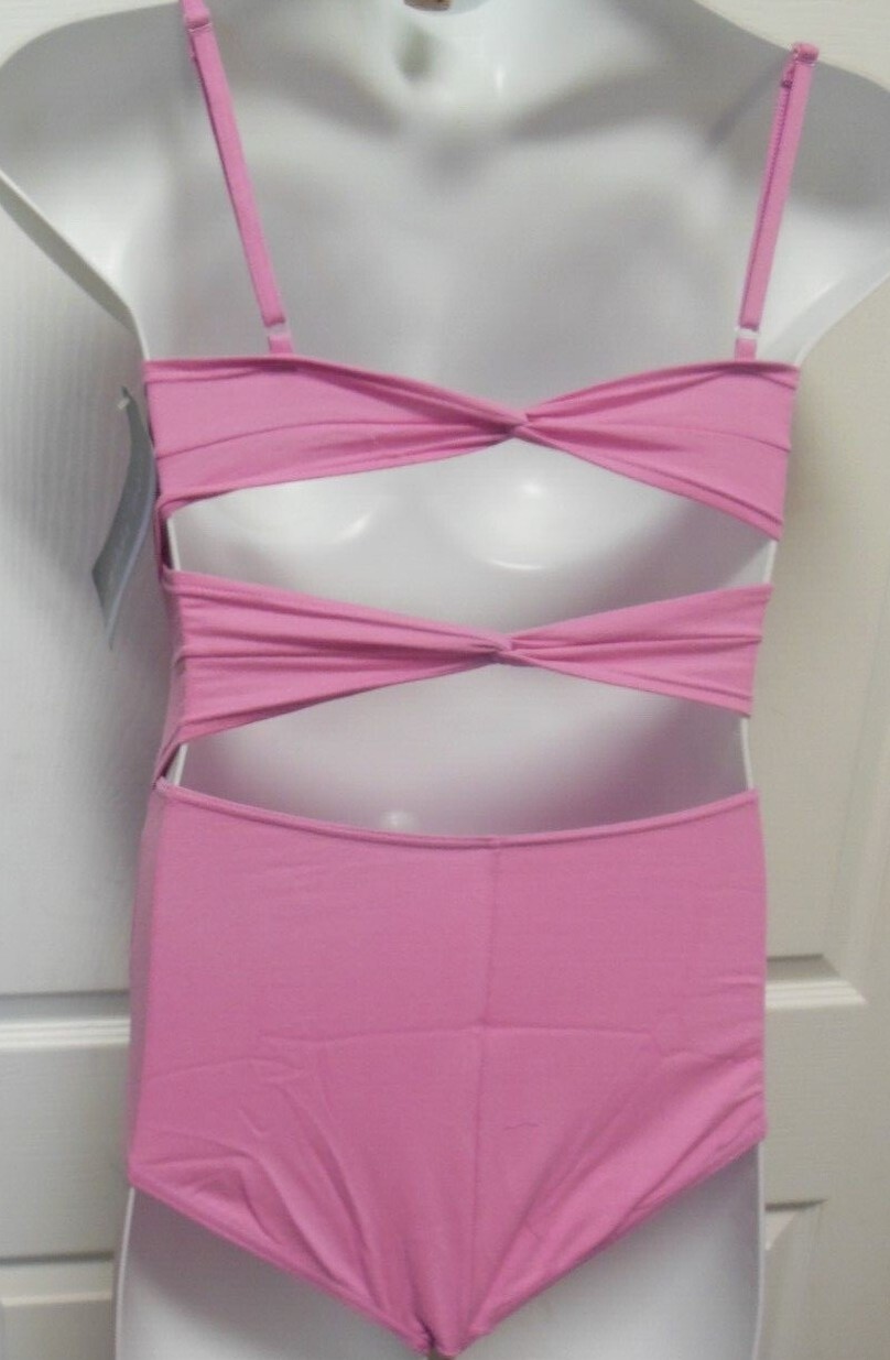 LADIES Double TWISTED BACK LEOTARD CYCLAMEN PINK CAMISOLE Gilda Marx