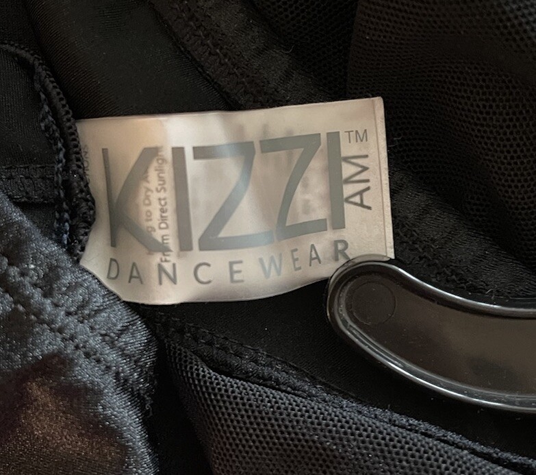 Kizzi Dancewear Black Mesh Long Sleeve Unitard, Open Back, Adult Medium **see