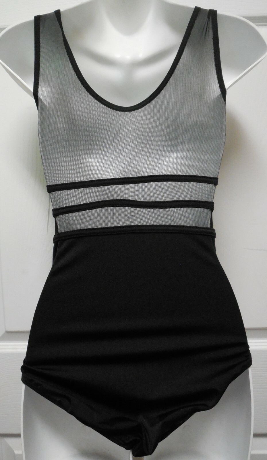 Black Mesh Tank Leotard EUROTARD Dance Ladies Medium Adult 59899 NWT