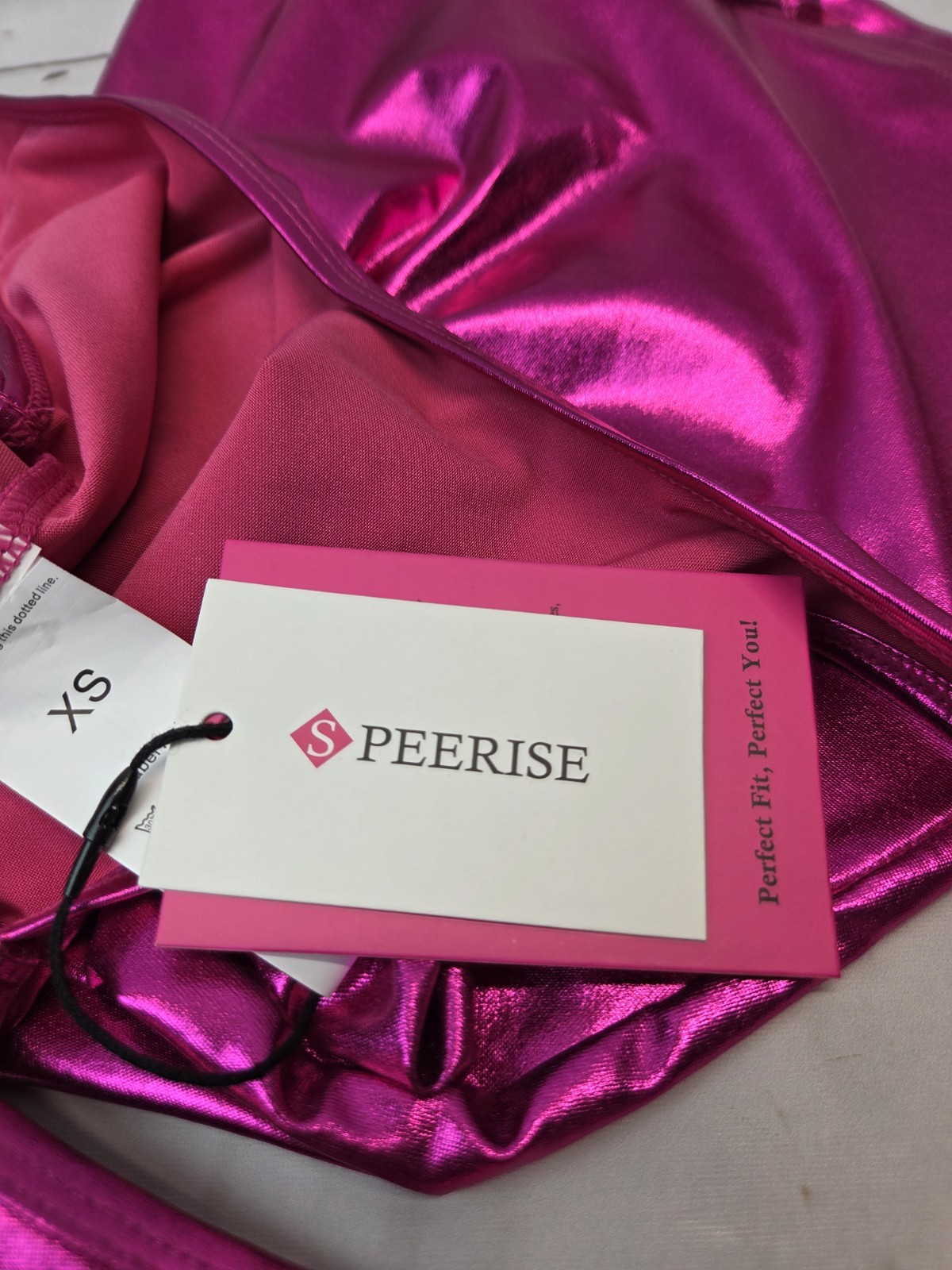 Speerise XS Women’s Hot Pink Metallic Shiny Tank Short Unitard Leotard Bodysuit